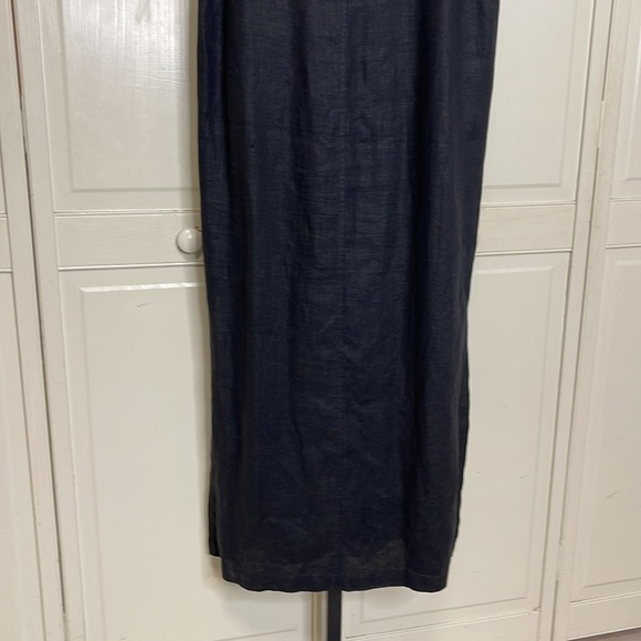 Cali Cali Women’s Tank Navy Black Linen Maxi Dress Size Medium Button Detail - Picture 8 of 10